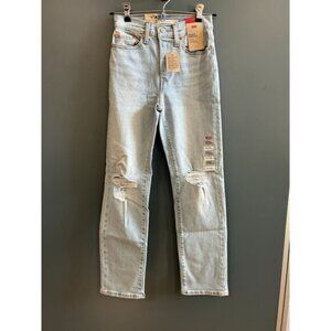 NWT Levis Wedgie Straight High Rise 90sDistressed Light Wash Jeans Womens 24x28